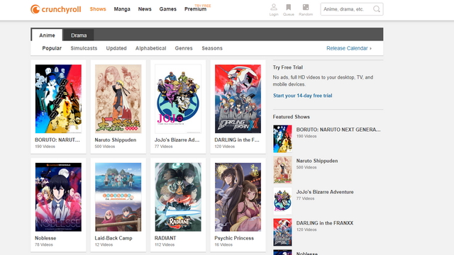 crunchyroll: el mejor sitio web de transmisión de anime en general