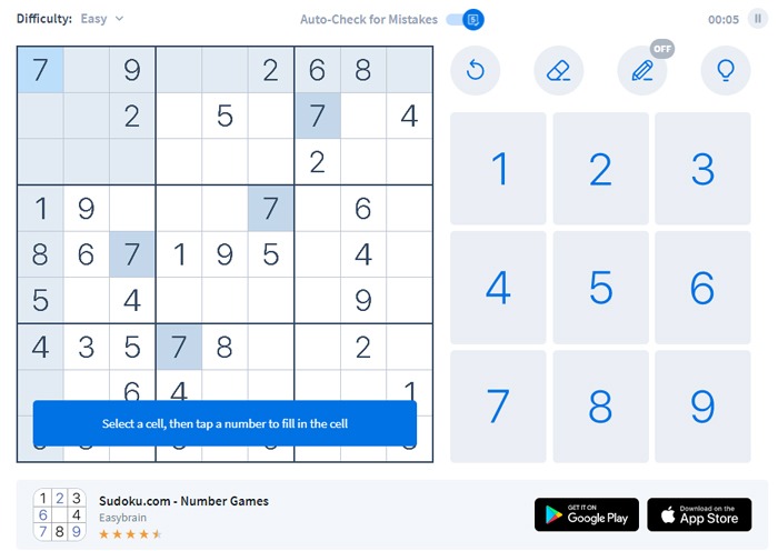 Juegos de memoria gratuitos Sudoku para adultos mayores