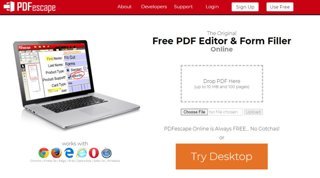 PDFescape Editor de PDF en línea