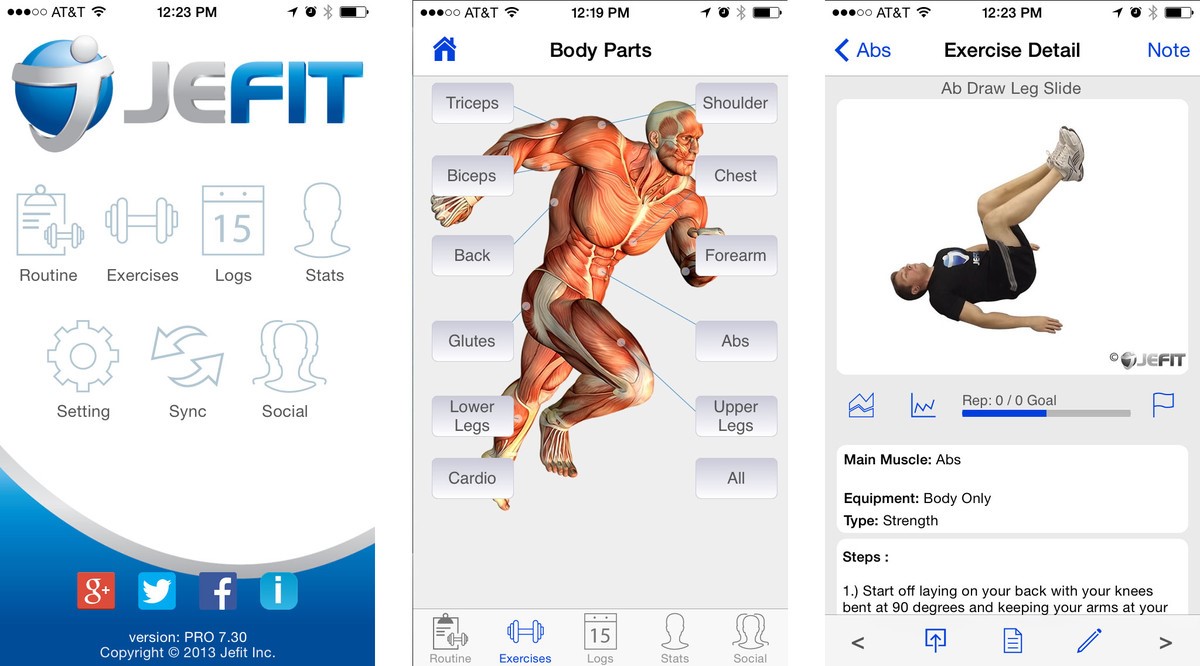 aplicación jefit fitness para iphone y android