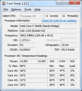 Core Temp- Monitor de temperatura del PC 