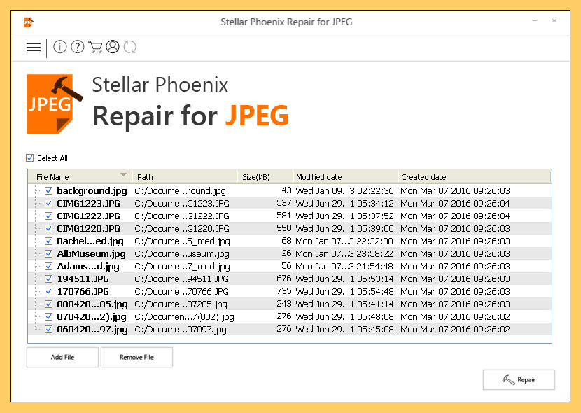 Reparación de JPEG Stellar