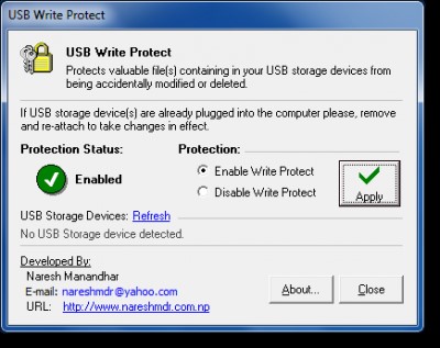 Protección de Escritura USB